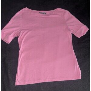 Lauren Ralph Lauren Women's Large Pink Short Sleeve Cotton Top